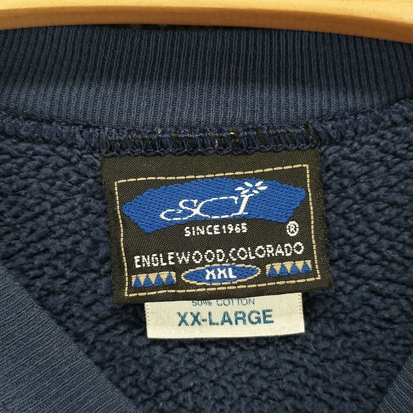 SCI Men's Snowshoe Pullover Sweatshirt Blue XXL Solid Embroidered Vintage USA - Picture 11 of 15